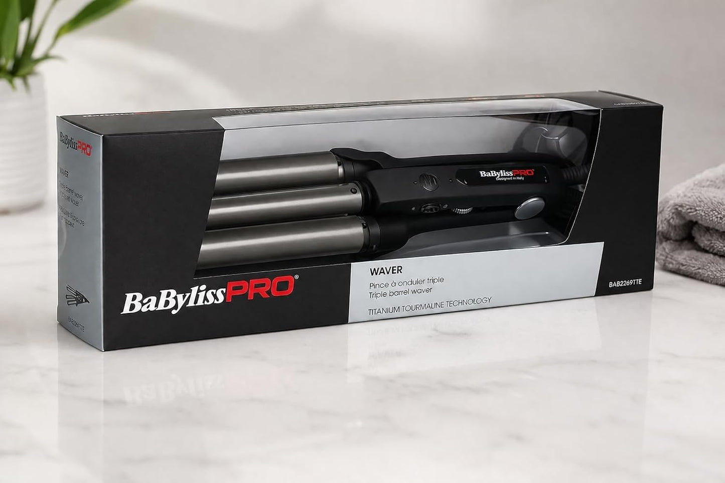 BaByliss Pro BAB2269TTE Titanium Tourmaline Triple Barrel Waver | Seal Pack