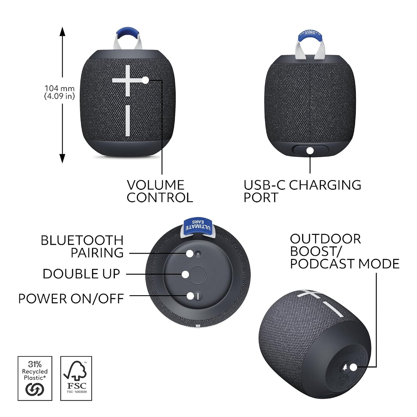 Ultimate Ears WONDERBOOM 4 Portable Bluetooth Speaker (New, Just Unboxed)