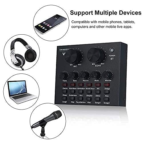 CEZO V8 Portable Audio Mixer Bluetooth Sound Card, Black | New