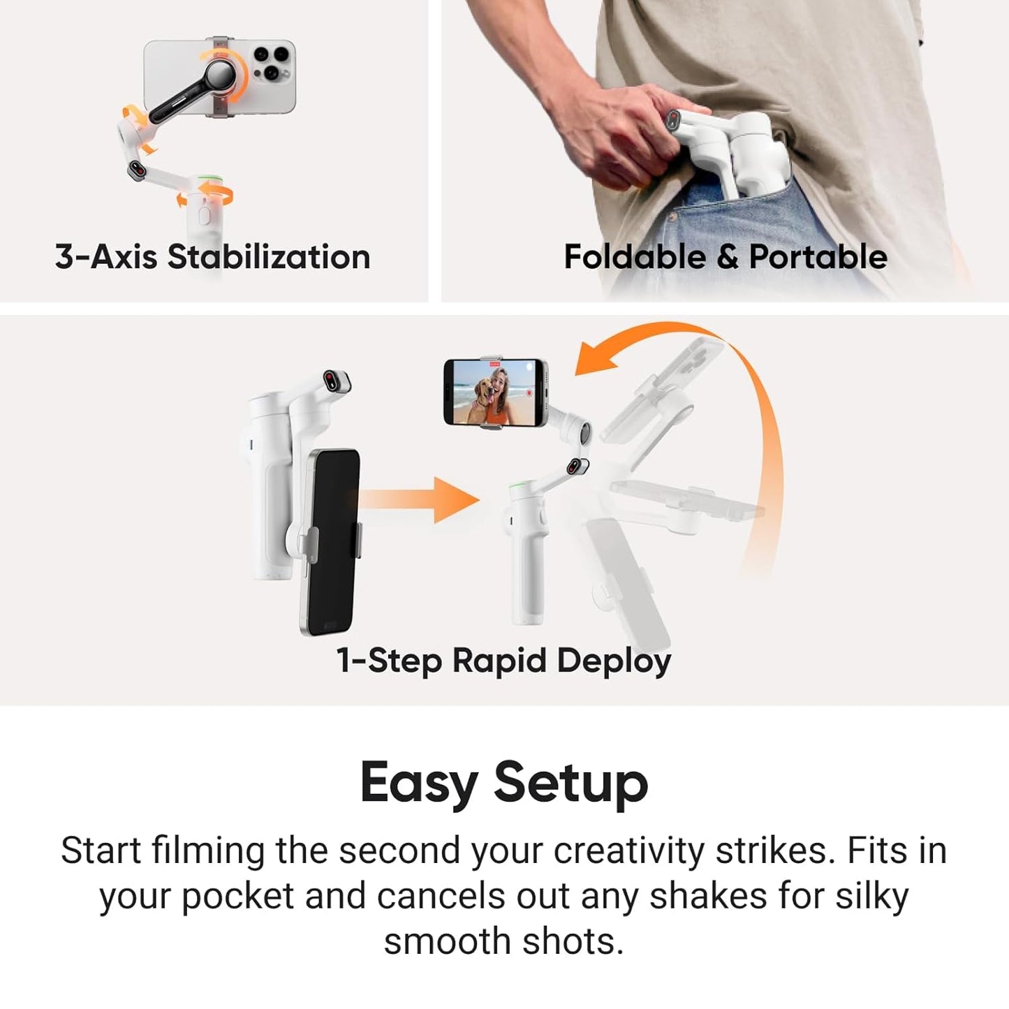 Insta360 Flow 2 Pro AI Tracker Bundle - Foldable Phone Gimbal | Open Box Good