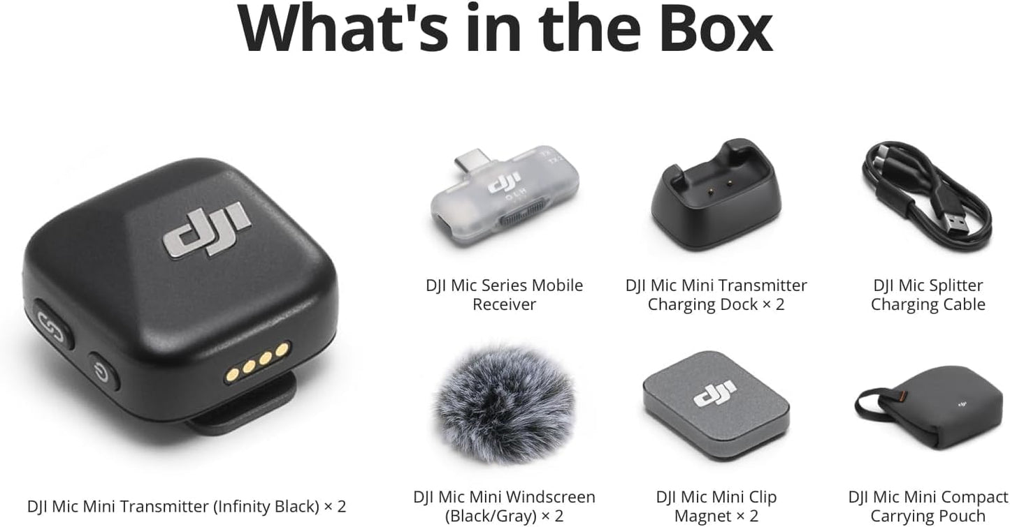 DJI Mic Mini Wireless Lavalier Microphone (2 TX) + 1 Mobile RX | Seal Pack