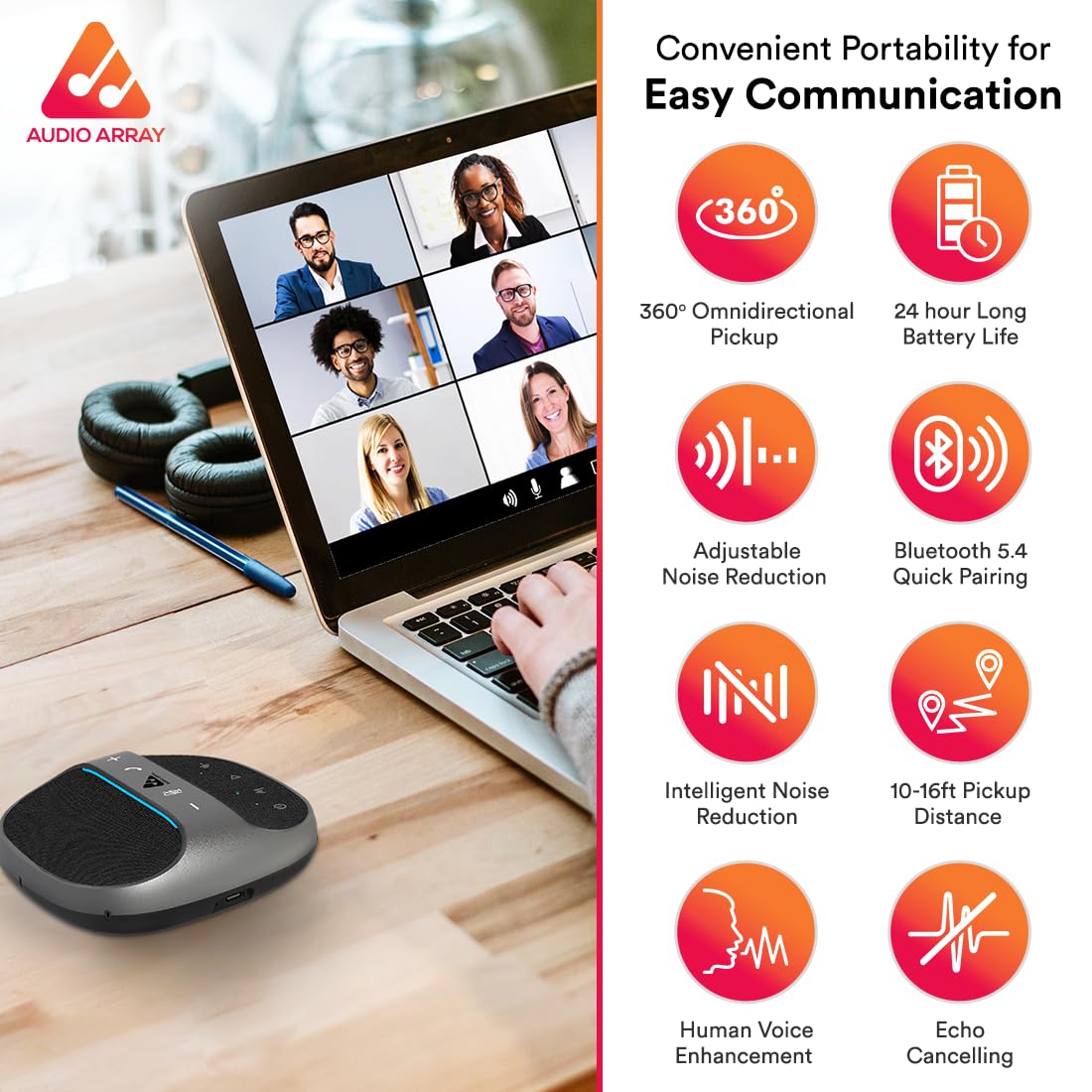 Audio Array AM-W45 Bluetooth USB Conference Speakerphone – Open Box