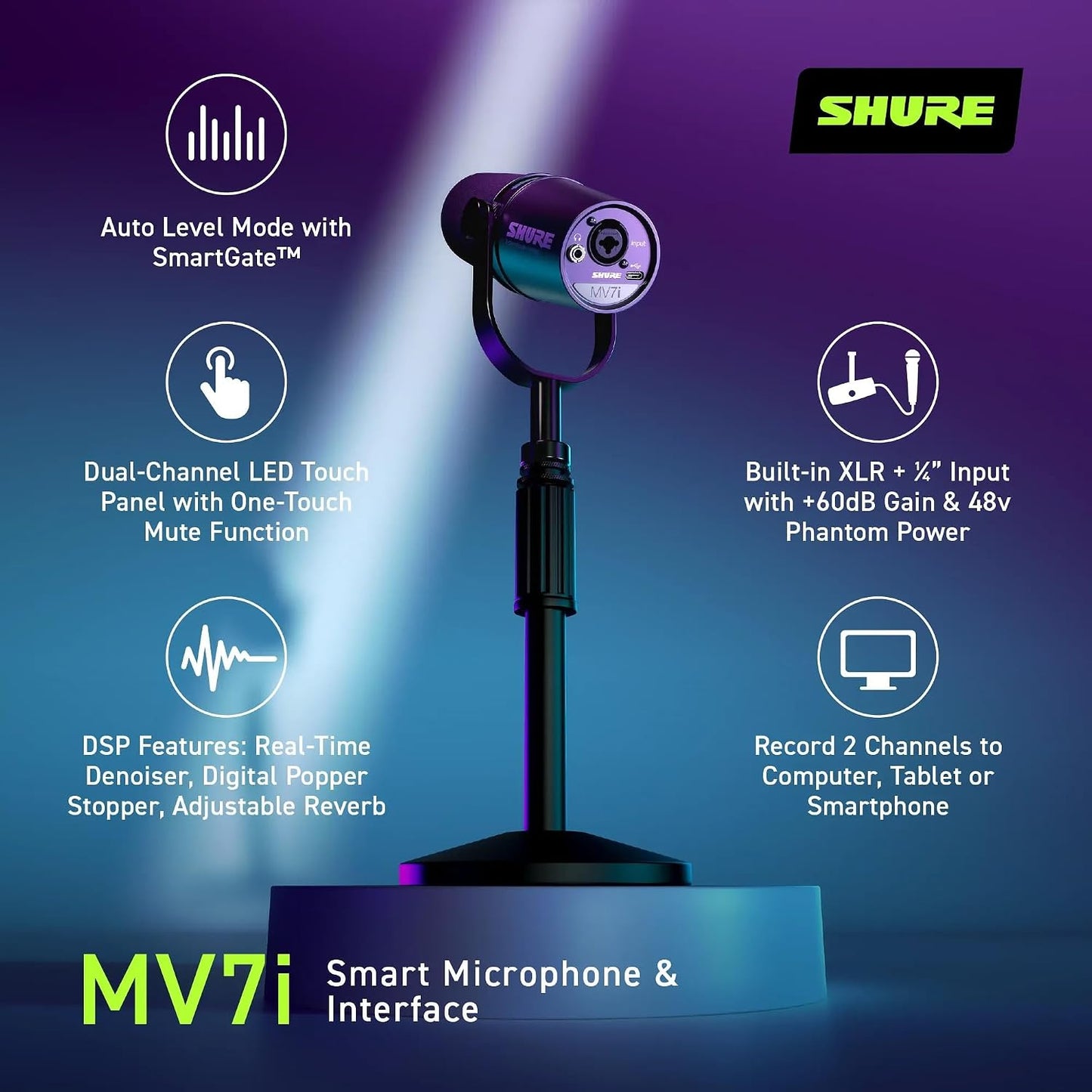Shure MV7i Smart Microphone with Built-in Audio Interface (New, Just Unboxed)